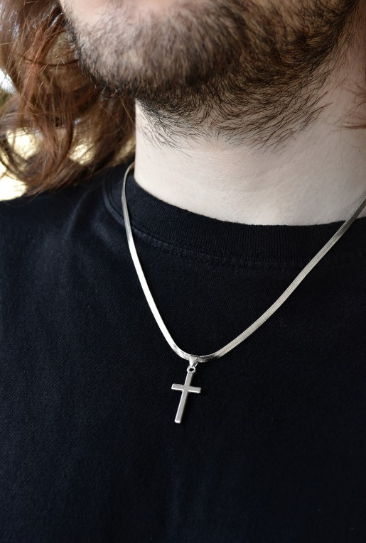Ατσάλινο Κολιέ με Σταυρό