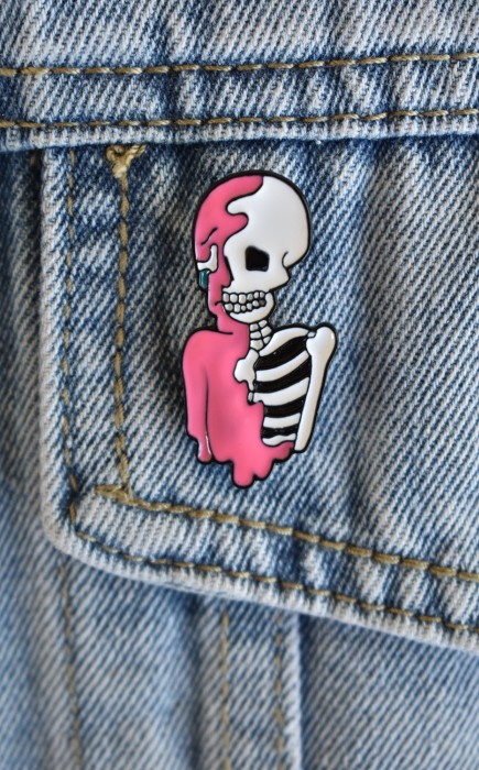 Punk Καρφίτσα Ροζ Σκελετός Punk Καρφίτσα Ροζ Σκελετός
