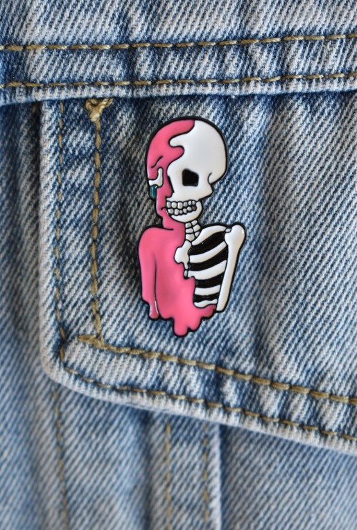 Punk Καρφίτσα Ροζ Σκελετός