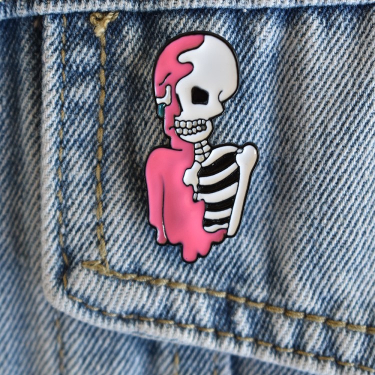 Punk Καρφίτσα Ροζ Σκελετός