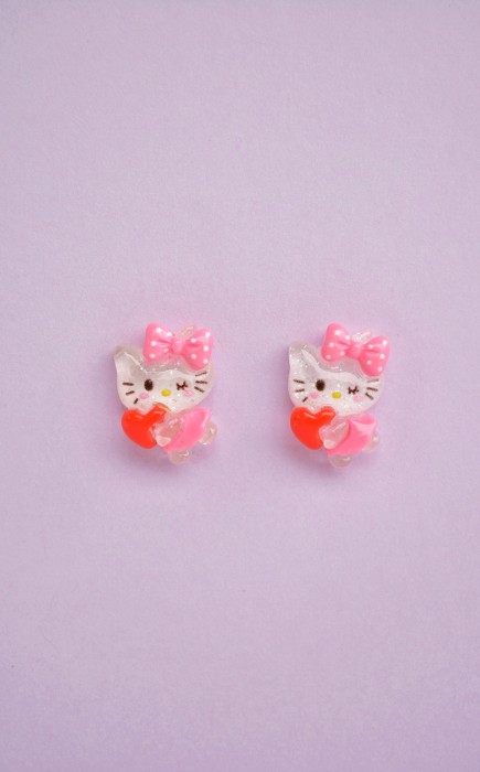 Σκουλαρίκια Καρφωτά Hello Kitty με Καρδιά Σκουλαρίκια Καρφωτά Hello Kitty με Καρδιά
