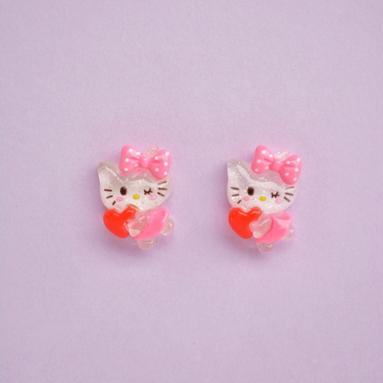 Σκουλαρίκια Καρφωτά Hello Kitty με Καρδιά Σκουλαρίκια Καρφωτά Hello Kitty με Καρδιά