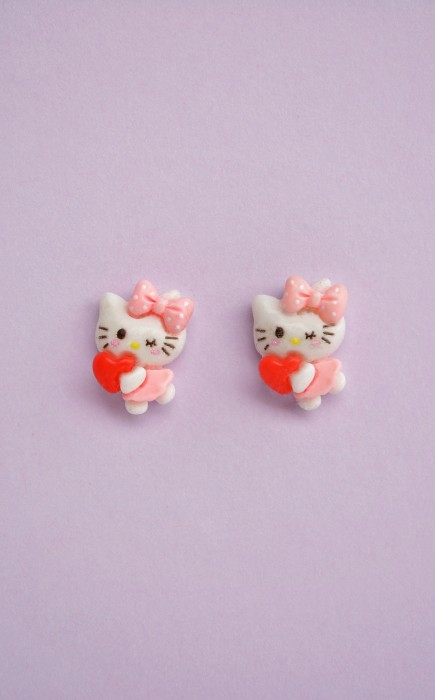 Παιδικά Σκουλαρίκια Καρφωτά Hello Kitty με Καρδιά Παιδικά Σκουλαρίκια Καρφωτά Hello Kitty με Καρδιά
