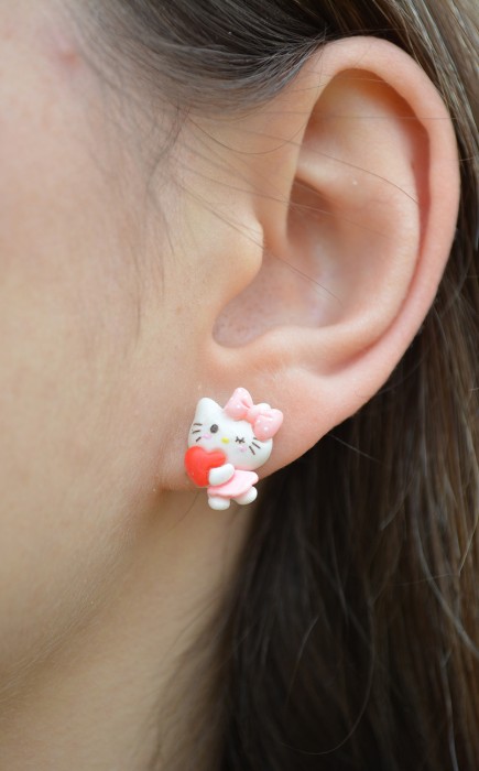 Παιδικά Σκουλαρίκια Καρφωτά Hello Kitty με Καρδιά Παιδικά Σκουλαρίκια Καρφωτά Hello Kitty με Καρδιά
