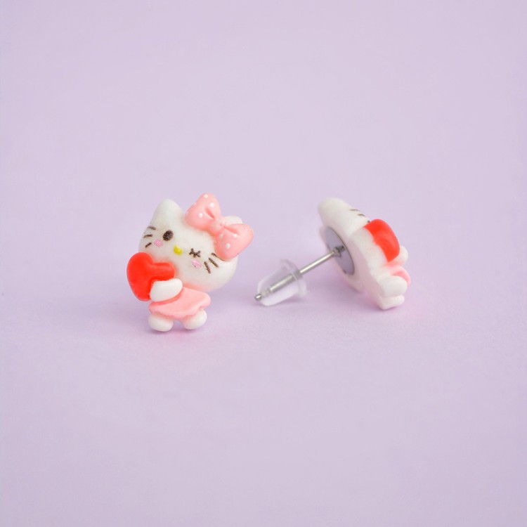 Παιδικά Σκουλαρίκια Καρφωτά Hello Kitty με Καρδιά Παιδικά Σκουλαρίκια Καρφωτά Hello Kitty με Καρδιά