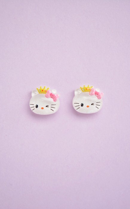 Σκουλαρίκια Καρφωτά Hello Kitty με Κορώνα Σκουλαρίκια Καρφωτά Hello Kitty με Κορώνα