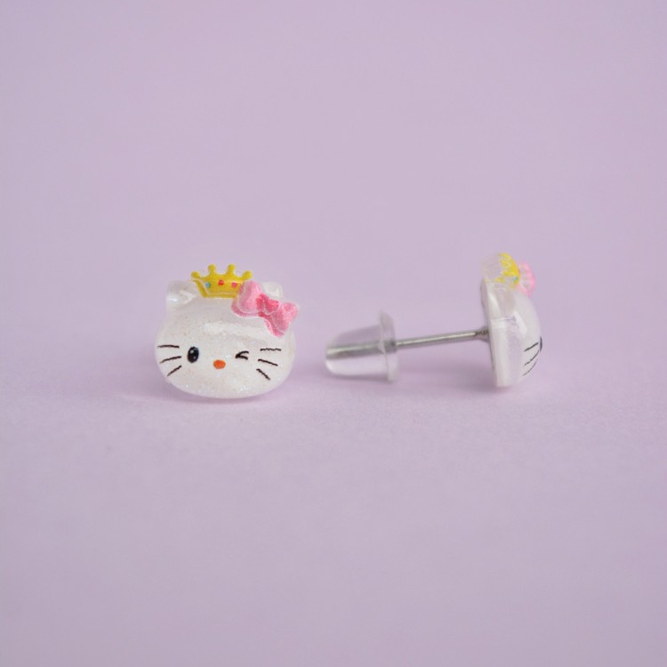 Σκουλαρίκια Καρφωτά Hello Kitty με Κορώνα Σκουλαρίκια Καρφωτά Hello Kitty με Κορώνα