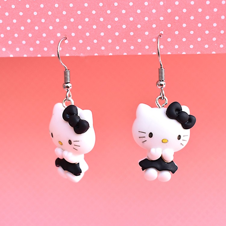 Σκουλαρίκια Κρεμαστά Hello Kitty με Μαύρο Φόρεμα Σκουλαρίκια Κρεμαστά Hello Kitty με Μαύρο Φόρεμα
