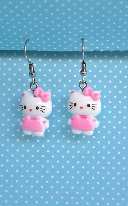 Σκουλαρίκια Κρεμαστά Hello Kitty με Ροζ Φόρεμα Σκουλαρίκια Κρεμαστά Hello Kitty με Ροζ Φόρεμα