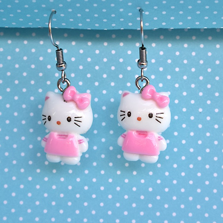 Σκουλαρίκια Κρεμαστά Hello Kitty με Ροζ Φόρεμα Σκουλαρίκια Κρεμαστά Hello Kitty με Ροζ Φόρεμα